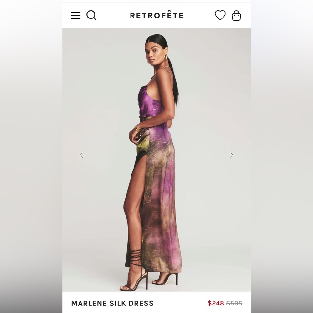 Retrofete Marlene Purple Print Silk Dress